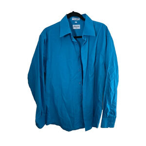 Berlioni Blue Relaxed Long Sleeve Career Casual Button Shirt Men's Size Large